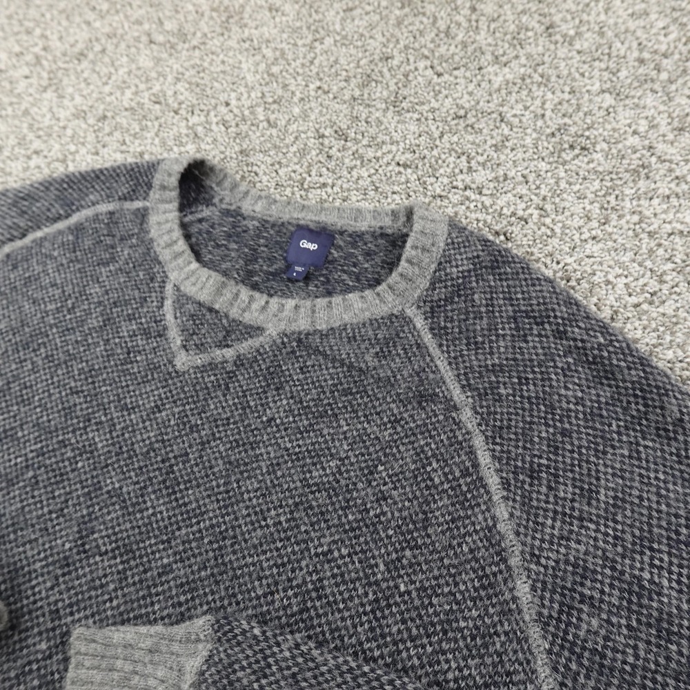 Gap Sweater Mens L Gray Ragg Wool Knit Pullover Crewneck Raglan Cozy Soft Warm